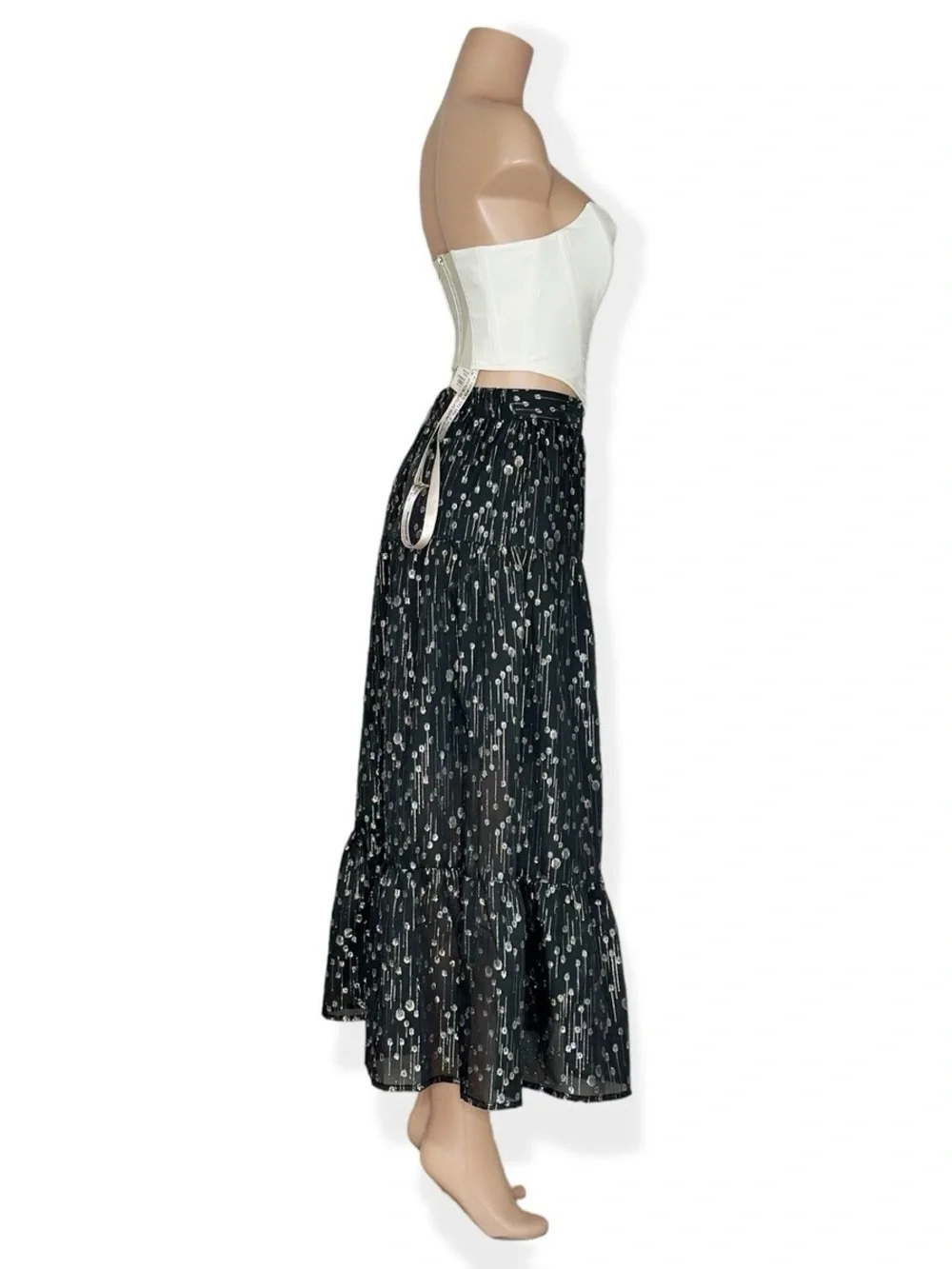 SABINA MUSAYEV Portia Maxi Skirt, Silver Black, Small